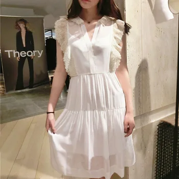 

17 Summer V Collar Elegant Temperament Lace Lace Chiffon Dress 7380