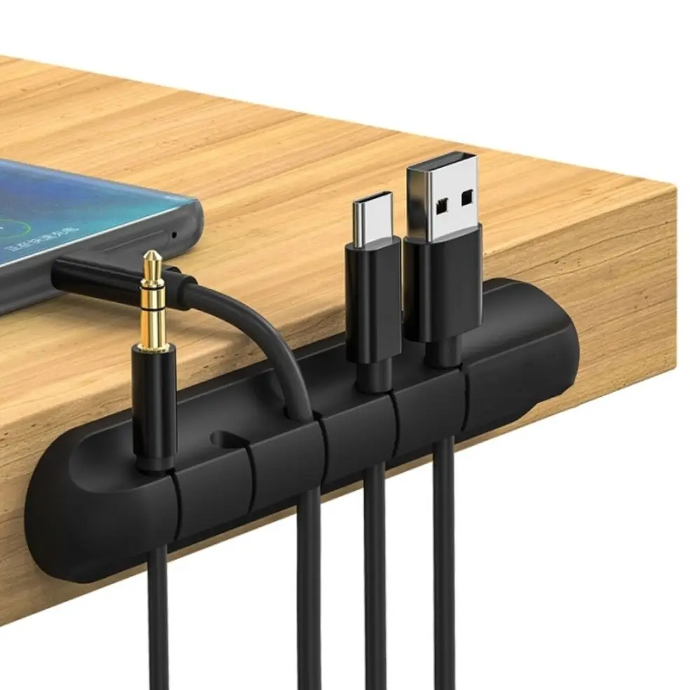 Titular do cabo de silicone cabo organizador usb dobadoura desktop tidy gestão clipes titular para mouse teclado fone ouvido