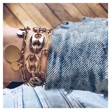 ZORCVENS золотой цвет браслет набор Панк цепь монеты ретро ювелирные изделия Женская индивидуальность монета Свадебный кулон браслет для женщин