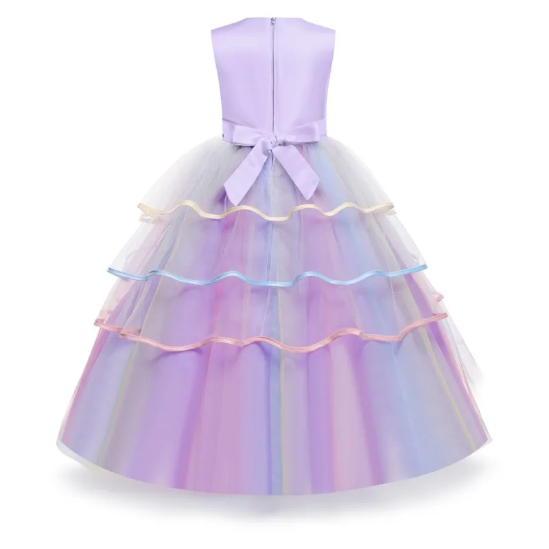 Christmas Unicorn Costume for Girls Princess Birthday Party Long Dress Halloween Carnival Costume Kids Flower Dress 4-12 Years