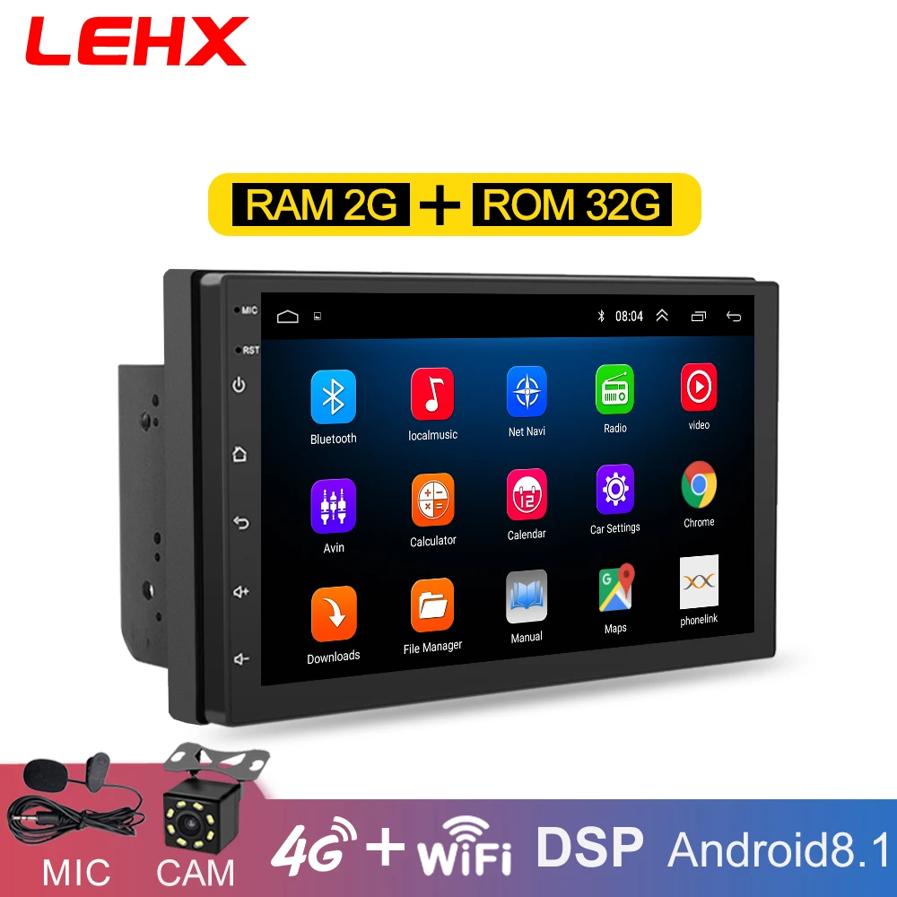 LEHX автомобильный Android 8,1 DVD мультимедийный плеер ram 2G+ rom 32G gps навигатор Автомобильный 2 DIN радио DAB для Nissan Toyota vw