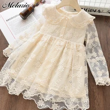 Melario/осеннее платье для девочек Новая летняя одежда для девочек кружевное платье с цветочным узором для маленьких девочек Детские платья для девочек, повседневная одежда для детей возрастом от 3 до 8 лет