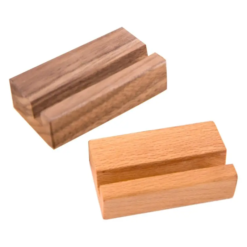 Black Walnut Beech Wood Business Card Holder Office Desk Wooden Photo Stand Name Memo Clips Organizer Storage Dinner Party Decor |