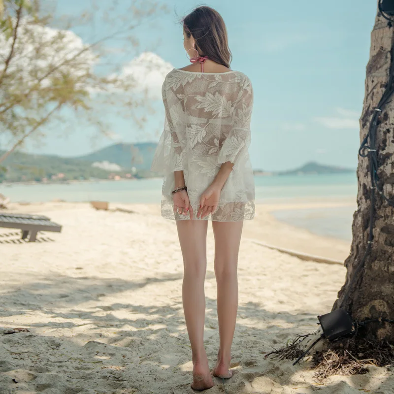 

South Korea Two-piece Swimsuits Women's Sexy Lace Three-piece Set Bikini Graceful Cover-up Skirt Small Bust Gathering Swimwear