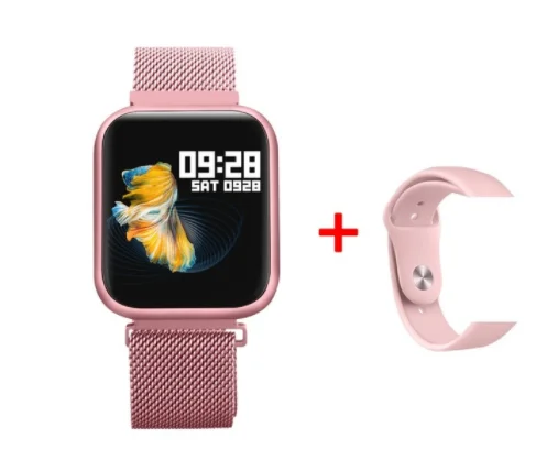 P68, P70, улучшенная версия, P80, Смарт-часы для женщин, IP68, водонепроницаемые, умные часы, пульсометр, кровяное давление, для занятий спортом, трекер активности - Цвет: steel pink