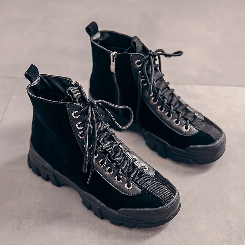 

2019 Winter Women Boots Roman Style Shoes Women Bota Feminina Designer Sneakers Lace Up Buty Damskie Ankle Boots for Women