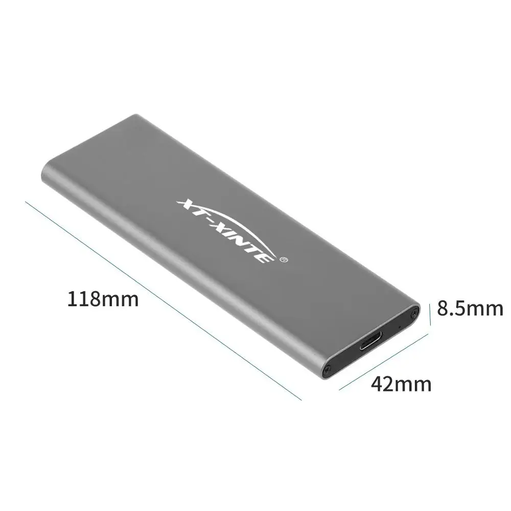 Grey Xinte logo Корпус для жесткого диска чехол USB3.1 type-C для M.2 NVMe PCIE SSD Box твердотельный накопитель 2 кабеля 10 Гбит/с M2 PCI-E M/M& B Поддержка ключей 4 ТБ 2280 - Цвет: Grey Xinte logo