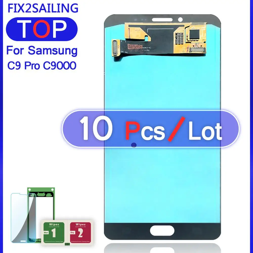 Экран Super AMOLED lcd дисплей протестированный рабочий сенсорный экран в сборе для samsung Galaxy C9 Pro C9000 закаленное стекло