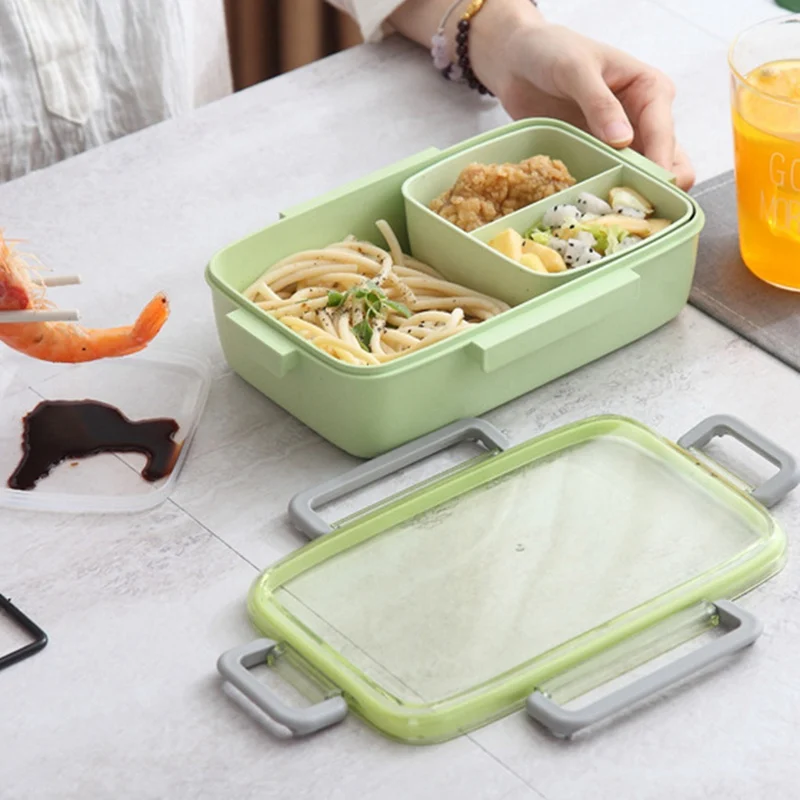 

Household Leakproof Lunch Box Microwave Bento Lunch Box with Snap Button Separate Bento Children's Portable Food Lunch Box
