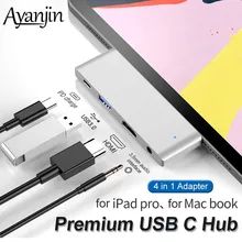 4 in 1 USB C Hub For iPad Pro MacBook Pro Air USB Type C to 4K HDMI Adapter USB PD Charging 3 5mm Headphone Jack USB Hub 3 0