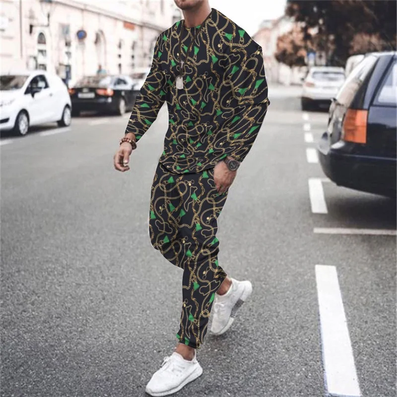 2022 Spring Autumn Men's Set Tracksuit Men Sportsuits Gentlemen Set T-shirt Suit Long Sleeve Gyms Casual Streetwear Suit mens sweatsuits sets