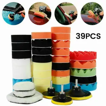 

39pcs Soft Maintainance Waxing Gross Buffer Reusable Cleaning Tool Washable Polishing Pad Set Car Polisher Round Drill Sponge