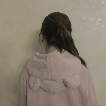 

New Fashion Cotton Warm Animal Hoodies Hat White Fluffy Warm One Piece Set Cute Bear Skullies Beanie Winter Caps For Women Girls