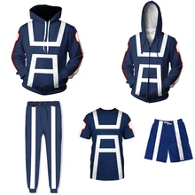 Sudadera con capucha de My Hero Academia para hombre y mujer, traje de Cosplay, uniforme escolar para gimnasio, camiseta azul para primavera y verano