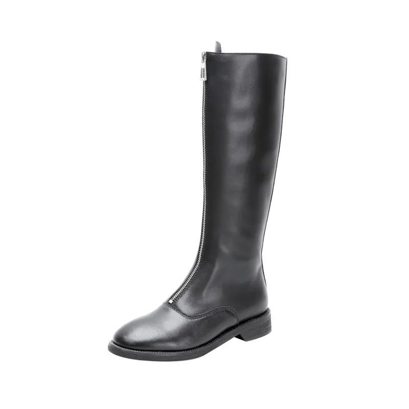 FEDONAS Top Quality Female Popular Riding Boots Party Dancing Shoes Woman Metal Zipper Women Genuine Leather Knee High Boots - Цвет: Черный