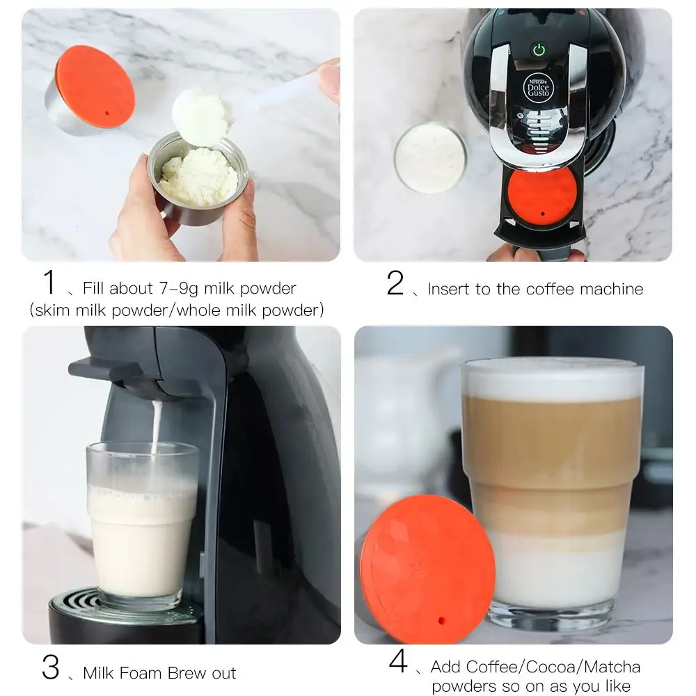 Reusable Coffee Capsule Nescafe Dolce Gusto Plastic Coffee Filter With Milk Foam Capsule Stainless Steel Dolci Gusto Aeroccino