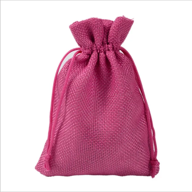 rose red Джутовые мешки со шнурком ручной работы для Hessian, подарок на свадьбу, украшения для мыла, рождественские кофейные пучки, мешковины, упаковка, 100 шт - Цвет: rose red