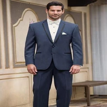 

New Arrival Peak Lapel Men's Navy Blue Suits 3 Pieces Hot Selling Fashion Custom Made 2 Buttons Bridegroom Wedding Wear Blazer