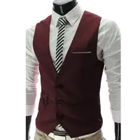 Fashion Men Cotton Vest Warm Vest Jacket Waistcoat Solid Color V Neck Sleeveless Button Pocket Blazer Suit Waistcoat Blazer Vest 2