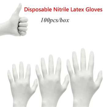 

White Thickness Disposable Nitrile Latex Safety Gloves Waterproof Kitchen Housework Cleaning Safety Food Cooking Cleaning Gloves