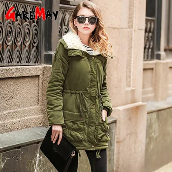 

winter jacket women parka casual outwear Autumn Winter Military Hooded Coat Winter Jacket Women Fur Coats women long jacket