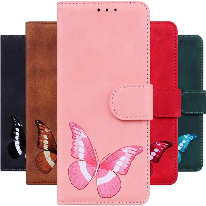 

Cute Butterfly Painted Phone Case For Sony Xperia L3 L4 10 Plus 1 5 10 III 1iii 5iii 10iii Wallet Card Protect Flip Cover D26G
