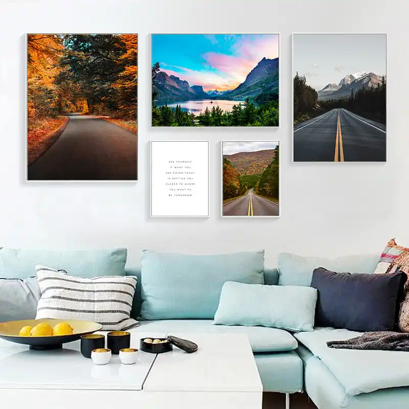 Naturaleza Bosque Carretera Paisaje Imagen Hogar Decoracion