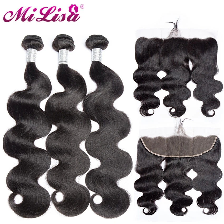 Lace Frontal Closure With Bundles Body Wave Brazilian Hair Weave