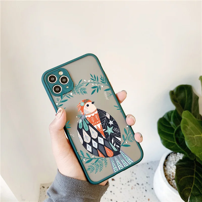 Floral Bird Design Phone Case With Owl & Swan Illustrations