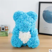 Горячая Распродажа 40 см медведь из роз Искусственные цветы домашний свадебный фестиваль DIY Дешевые Свадебные украшения Подарочная коробка венок ремесла