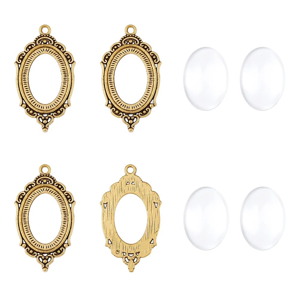 5Set Cabochon Base Setting Charms Pendant Bezel Settings Fit Cameo and Clear Glass Cabochons for Jewelry DIY | Украшения и