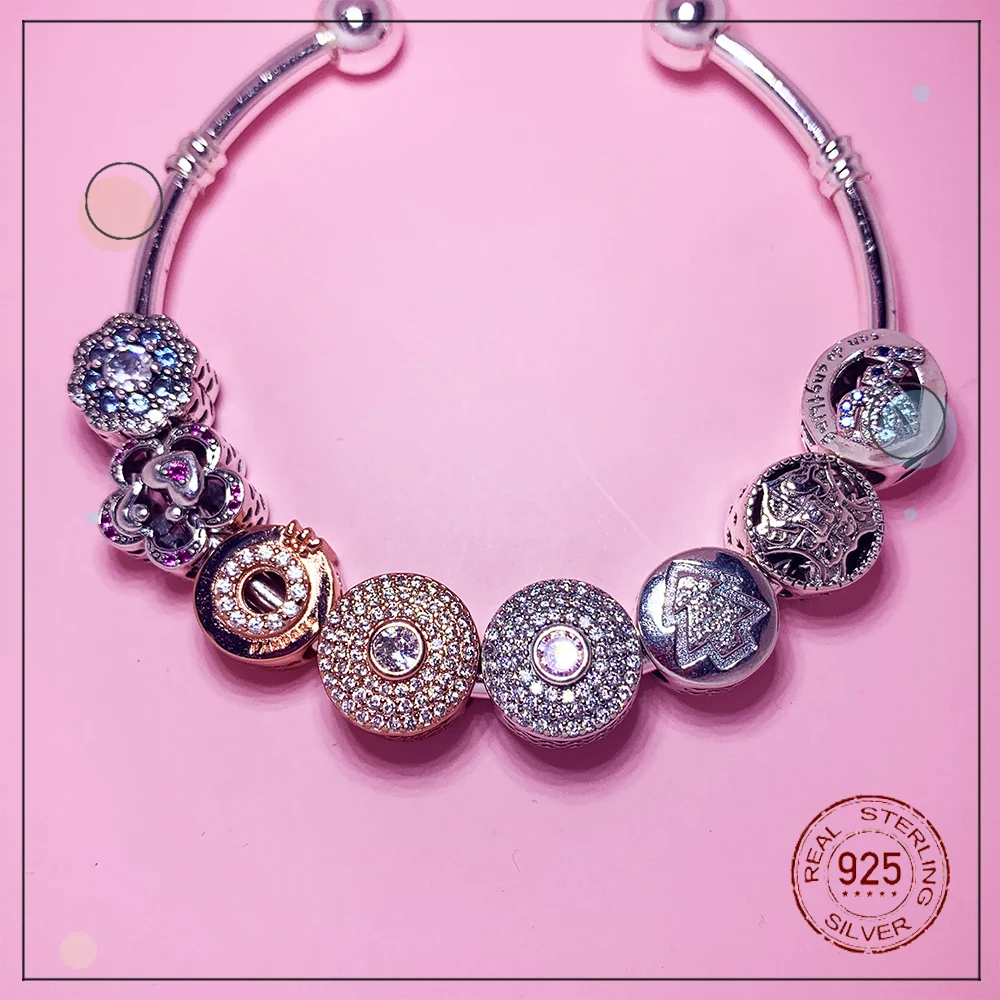 

925 sterling silver round sparkling trees love charm bead charms suitable for original charm bracelet pendant ladies fashion DIY