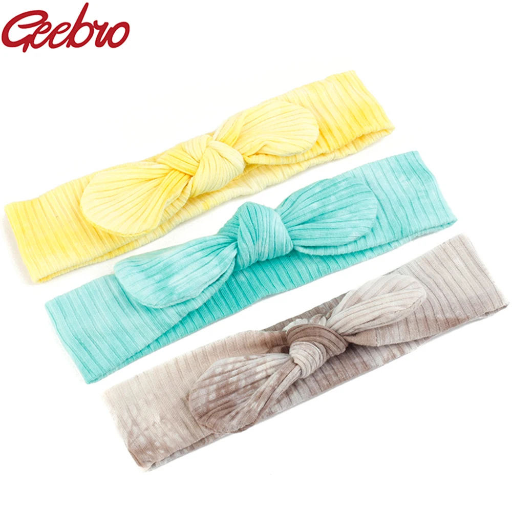 

Резиновая цветная лента Geebro для новорожденных, хлопковая повязка на голову, детская эластичная повязка для волос с бантом, новые модные аксессуары для волос для девочек