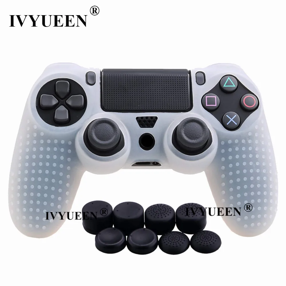 IVYUEEN для playstation 4 PS4 Pro тонкий силиконовый гелевый чехол-накладка с 8 аналоговыми ручками - Цвет: Бесцветный