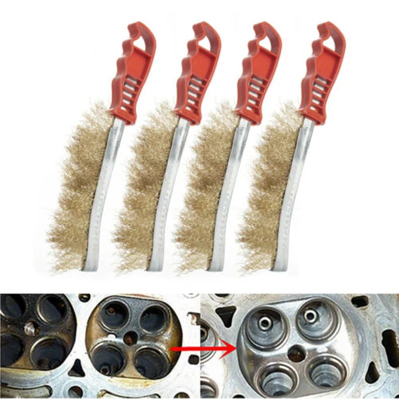 4 Pack Handheld Wire Brush Ergonomically Designed Rust Removal Remover Cleaning Hand Brushes Cleaner