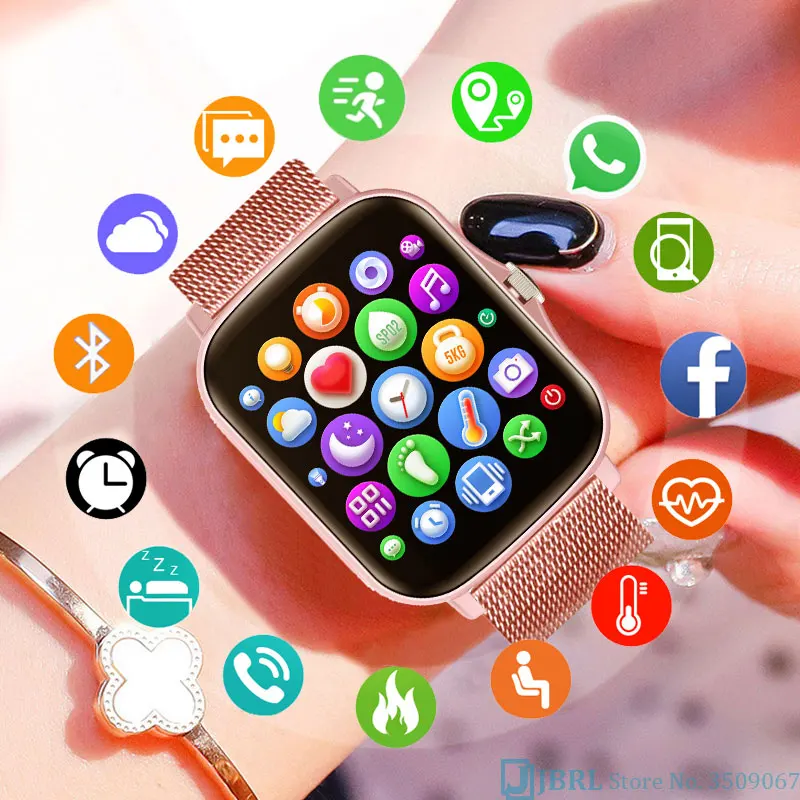 Reloj inteligente para hombre y mujer, pulsera con pantalla táctil de 1,7 pulgadas, rastreador de Fitness y presión arterial, resistente al agua
