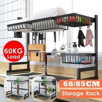 

Over the Sink Dish Drying Rack Drainer Kitchen Utensils Holder Storage Shelf Countertop Space Saver Tableware Drainer Organizer