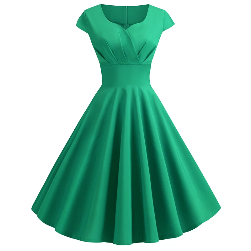 

V-neck Short-sleeved Green Prom Sexy Woman Dress for Party and Wedding Bridesmaid Dress Elegant Retro Hepburn Style Large Dress