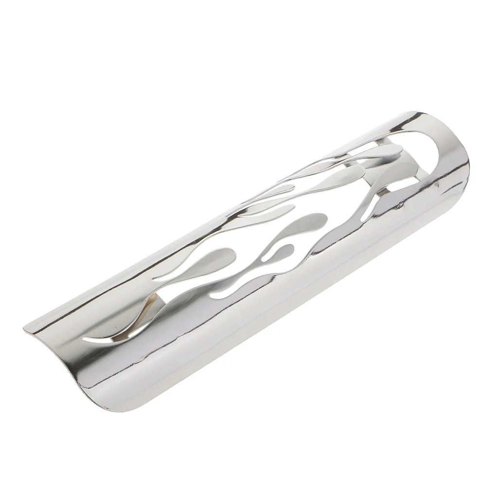 9'' Pierced Chrome Motor Flame Exhaust Muffler Pipe  Shield Cover Guard