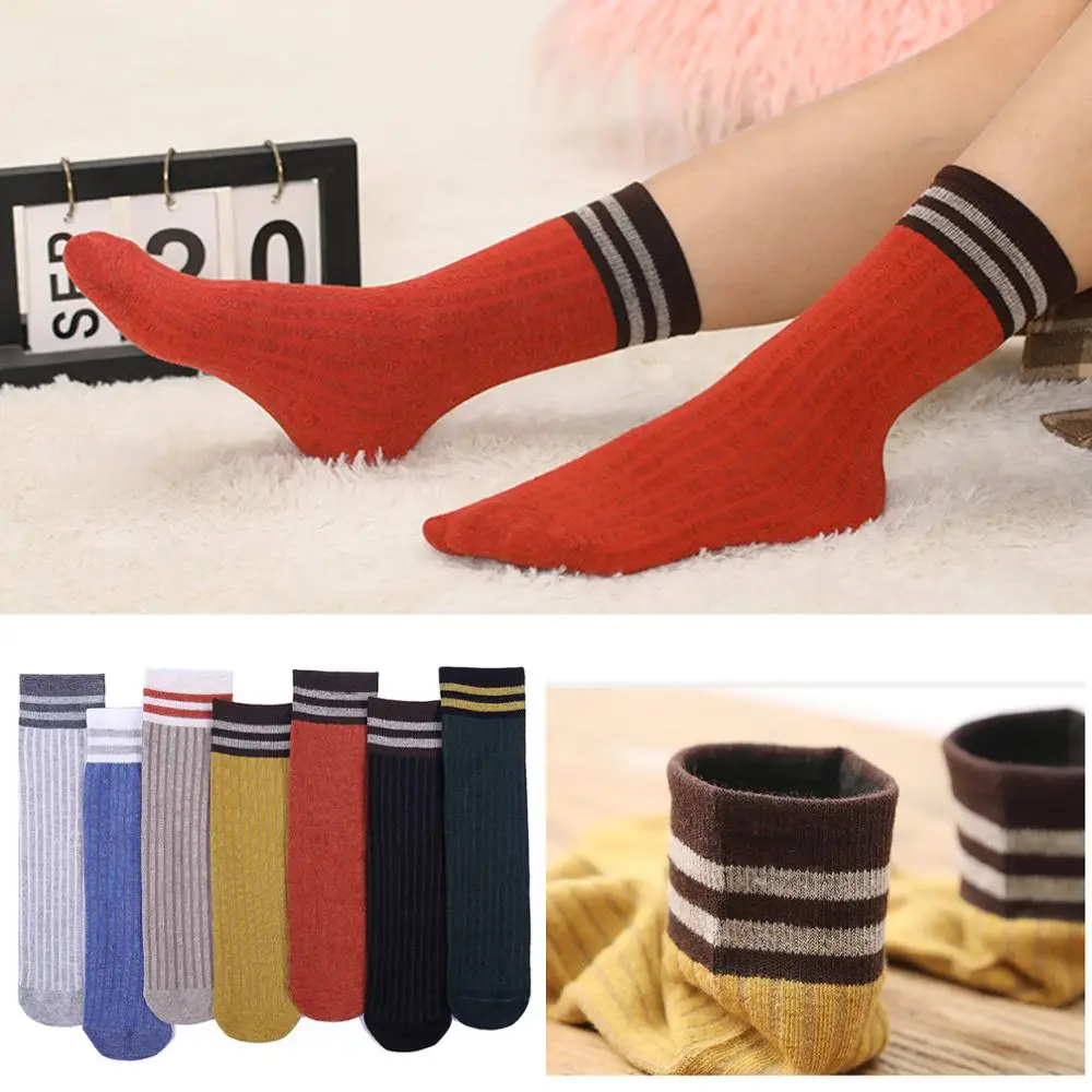 Новинка, высокое качество, женские носки, хлопковые, в японском ретро стиле, в полоску, яркие цвета, удобные, Harajuku, модные, женские, забавные носки