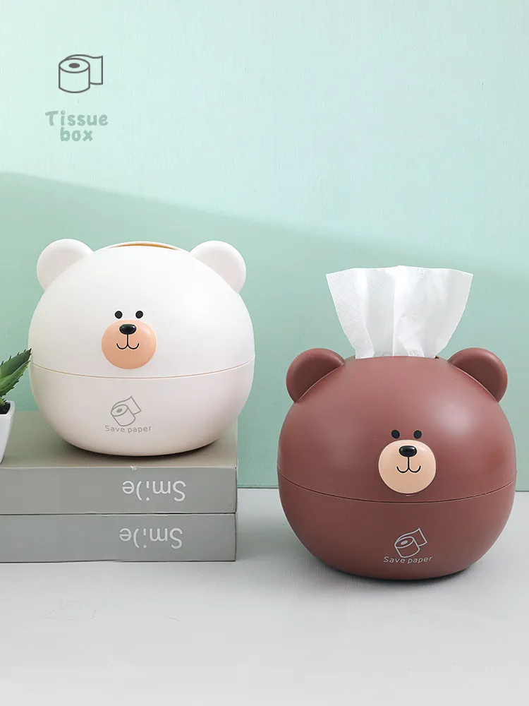 

Cute bear tissue box Nordic Roll paper storage box Round Shaped Tissue Box Container Towel Napkin Tissue Holder Household Gadget