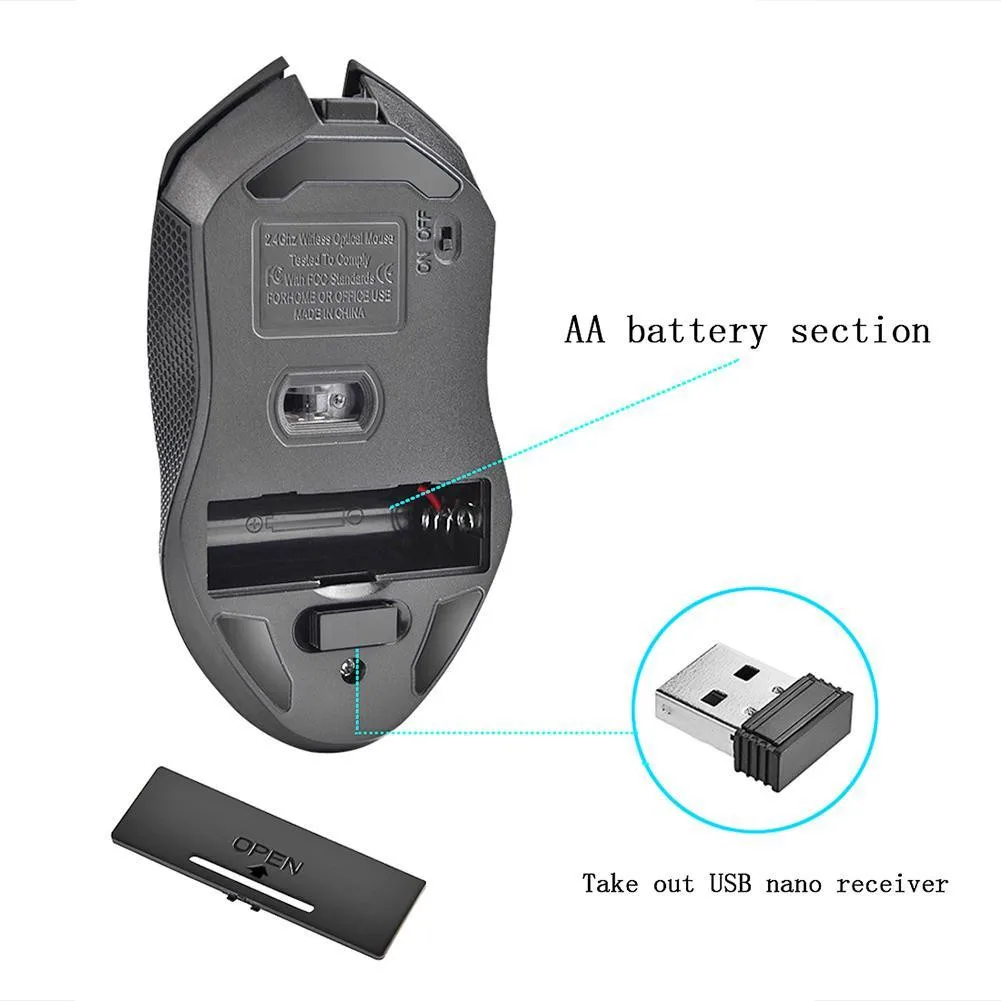 CARPRIE 2400 dpi 6 кнопок 2,4G Беспроводная игровая мышь оптическая беспроводная мышь w/мышь с приемником USB геймер для ПК компьютер Ноутбук
