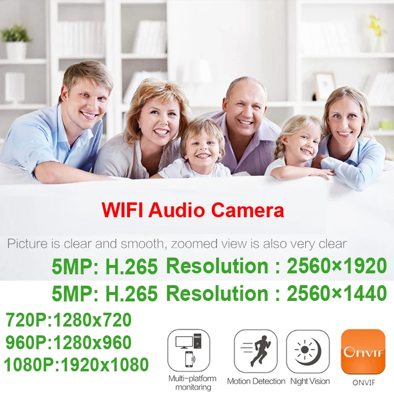 JIENUO 5MP Wifi Camera IP 1080P High Definition Outdoor Waterproof Audio Cctv Security Surveillance Wireless Onvif Home Camera