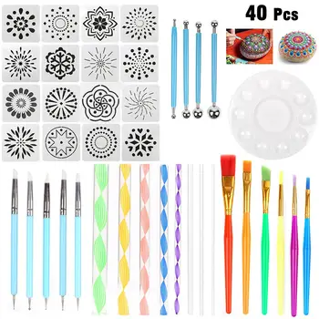

40pcs Mandala Dotting Tools Set for Rock Painting Embossing Mandala Dot Painting Kit Pottery Ceramics Nail Art Dotting Handwork