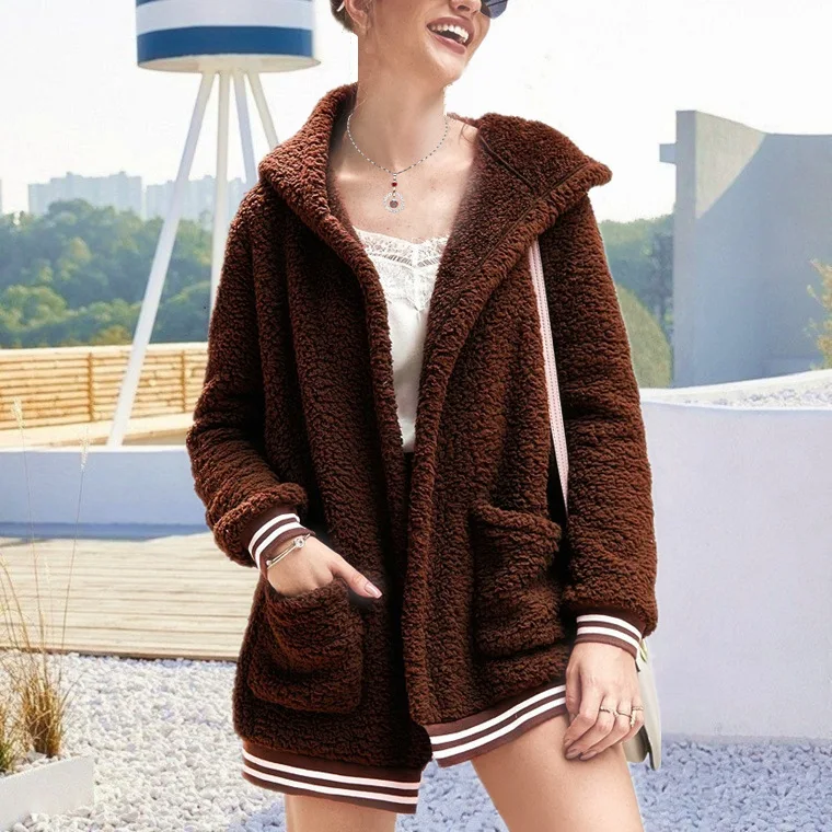 Womens Fleece Hooded Coat Winter 