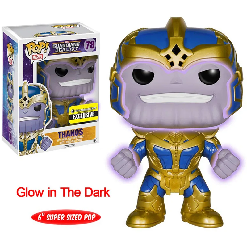 Funko pop Marvel Мстители танос 78# светится в темноте эксклюзивный 6-дюймовый фигурки куклы игрушки рождественские подарки на день рождения