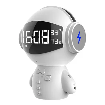 

Robot wireless bluetooth speaker mini screen temperature time display support karaoke mobile power FM #10