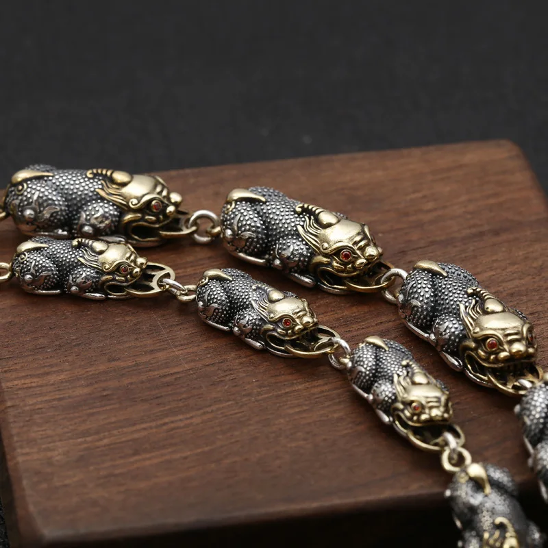 FNJ Link Pixiu браслет цепочка 925 серебро 20 см+ 3 см Новая мода состояние мужчины t чистый S925 серебряные браслеты для мужчин ювелирные изделия