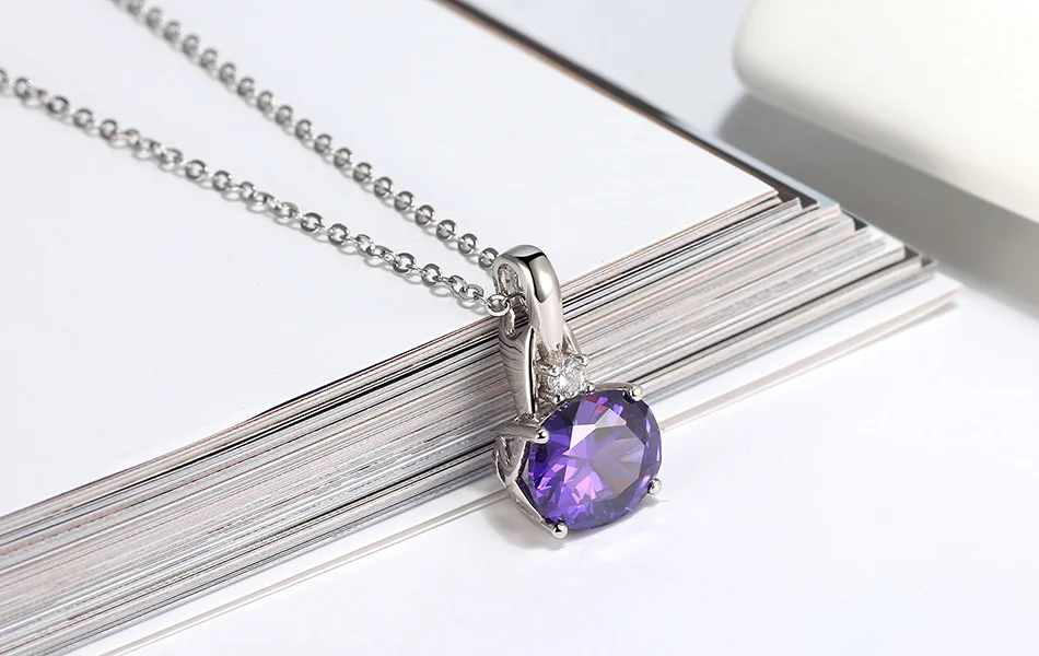 ORSA JEWELS Настоящее 925 фиолетовое скользящее овальное ожерелье с кулоном высшего класса циркониевое Стерлинговое Серебро ожерелья вечерние изысканные ювелирные изделия SN203