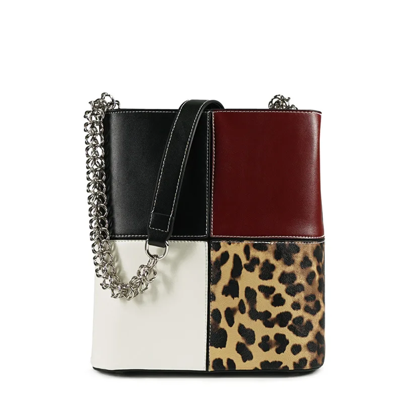 

Fashion Handbag Leopard Print Leisure Bag with Metal Chain Ladies'shoulder Bag Luxury Handbags Women Bags Designer neverful